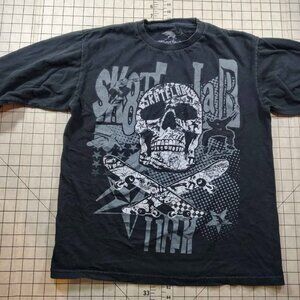 SkateLab Skull & Skateboard Boy's XL Black Long Sleeve T-shirt